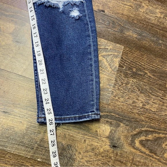 American Eagle Mom Jeans Womens 6 High Rise Stretch Blue Denim Distressed - Picture 8 of 10